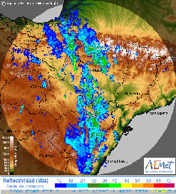 Simulación con imágenes de radas del paso de Leslie por Navarra.