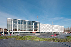 Exterior del pabellón multiusos Navarra Arena. 