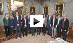 La Presidenta de Navarra, Uxue Barkos, con las delegaciones de política Lingüística de las comunidades autonomas con lengua propia.