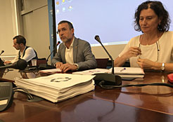 El vicepresidente Laparra, Javier Piquer (idza) e Inés Francés, en la sesión del Consejo.