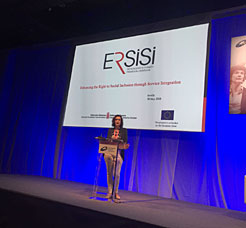 La coordinadora en Navarra del Proyecto ERSISI, durante su intervención en el Congreso Europeo.