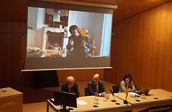 De Latorre, Ayerdi y Noya, con el presentador de la Gala, Luis Piedrahita en pantalla.