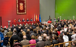 Vista general del frontón Ereta de Tafalla, en el que se ha celebrado el acto institucional.