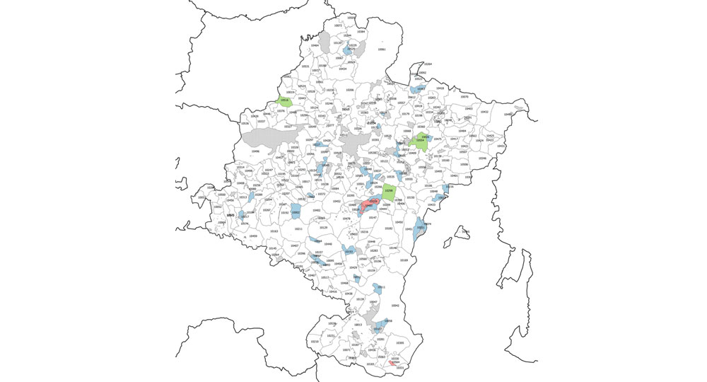 Mapa de los cotos de caza de Navarra.