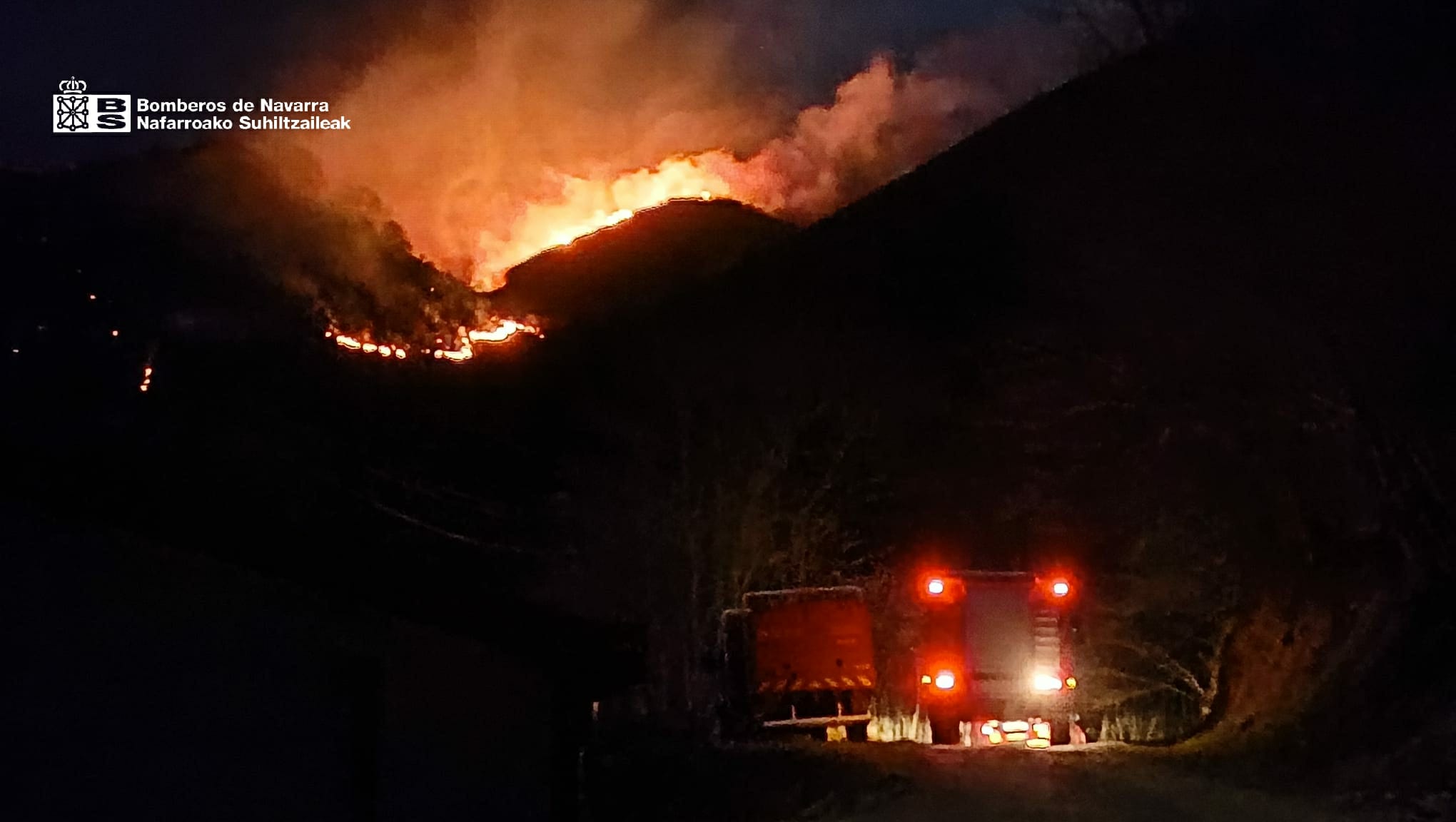 Incendio forestal en Valcarlos