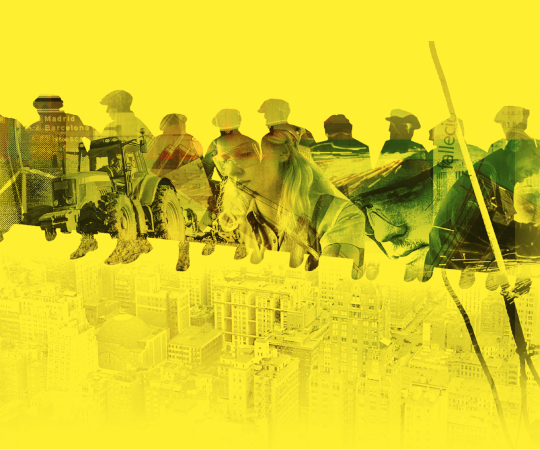 Cartel de una campaña sobre prevención de accidentes laborales.