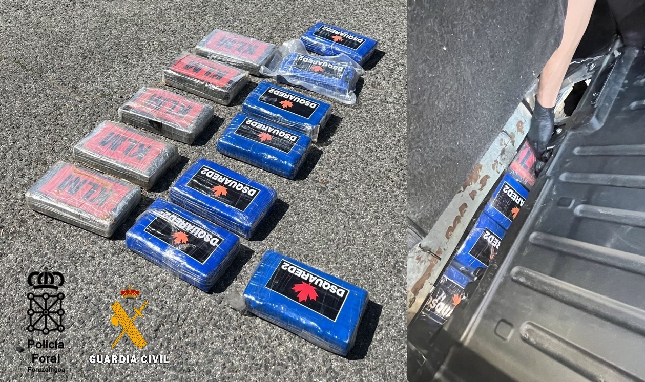 En una caleta del vehículo interceptado en Zuasti se localizaron 14 kg de 
cocaína escondidos 