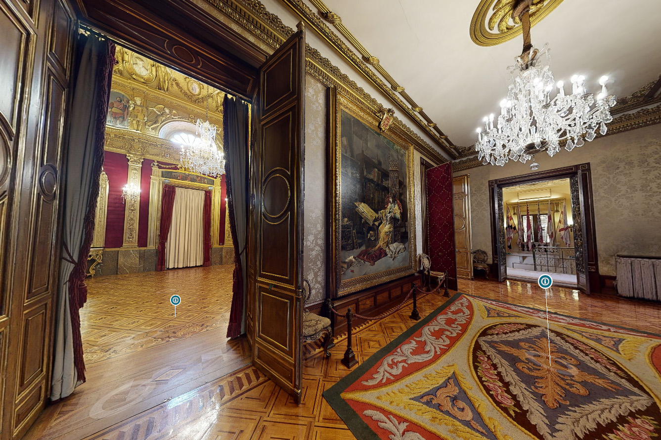 imagen Acceso al salón del trono en la visita virtual al Palacio de Navarra disponible en la web del Gobierno de Navarra. 