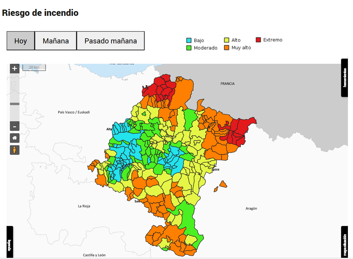 Imagen del artículo El Gobierno de Navarra recuerda la necesidad de extremar la precaución ante el elevado riesgo de incendios forestales El riesgo previsto por AEMET para el fin de semana es muy alto en buena parte del territorio de la Comunidad Foral 20/06/2025 camera_alt