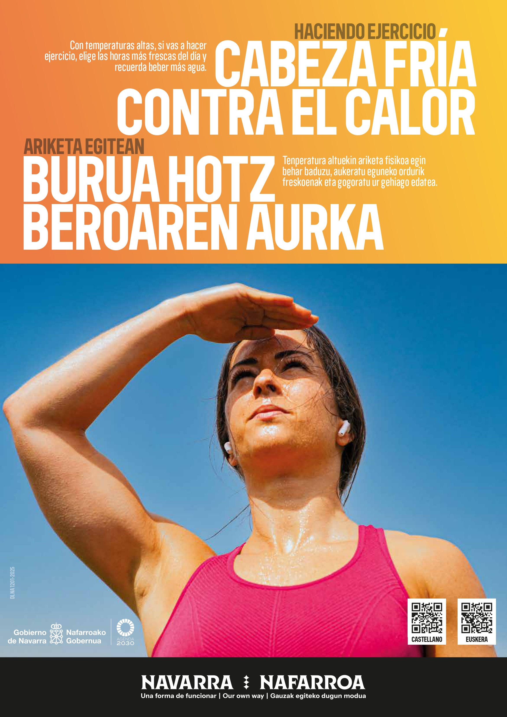 Imagen del artículo Salud recomienda extremar la precaución ante las altas temperaturas y activa la alerta roja sanitaria en la Ribera del Ebro para este fin de semana El ISPLN recuerda que el calor puede afectar a todas las personas y es importante adoptar medidas preventivas, también cuando se realiza ejercicio o en actividades de ocio 27/06/2025 camera_alt