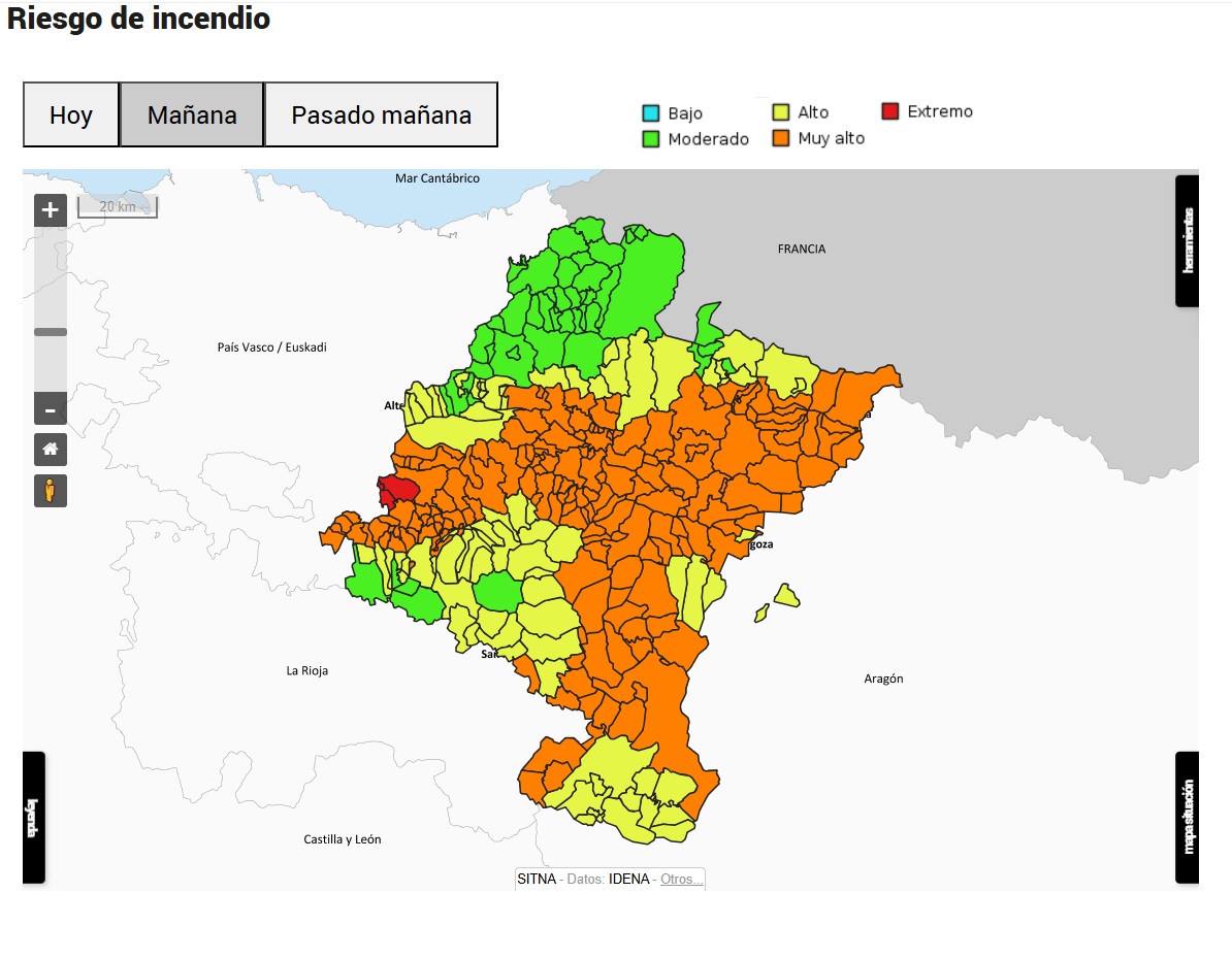 imagen Mapa de riesgo para el miércoles.