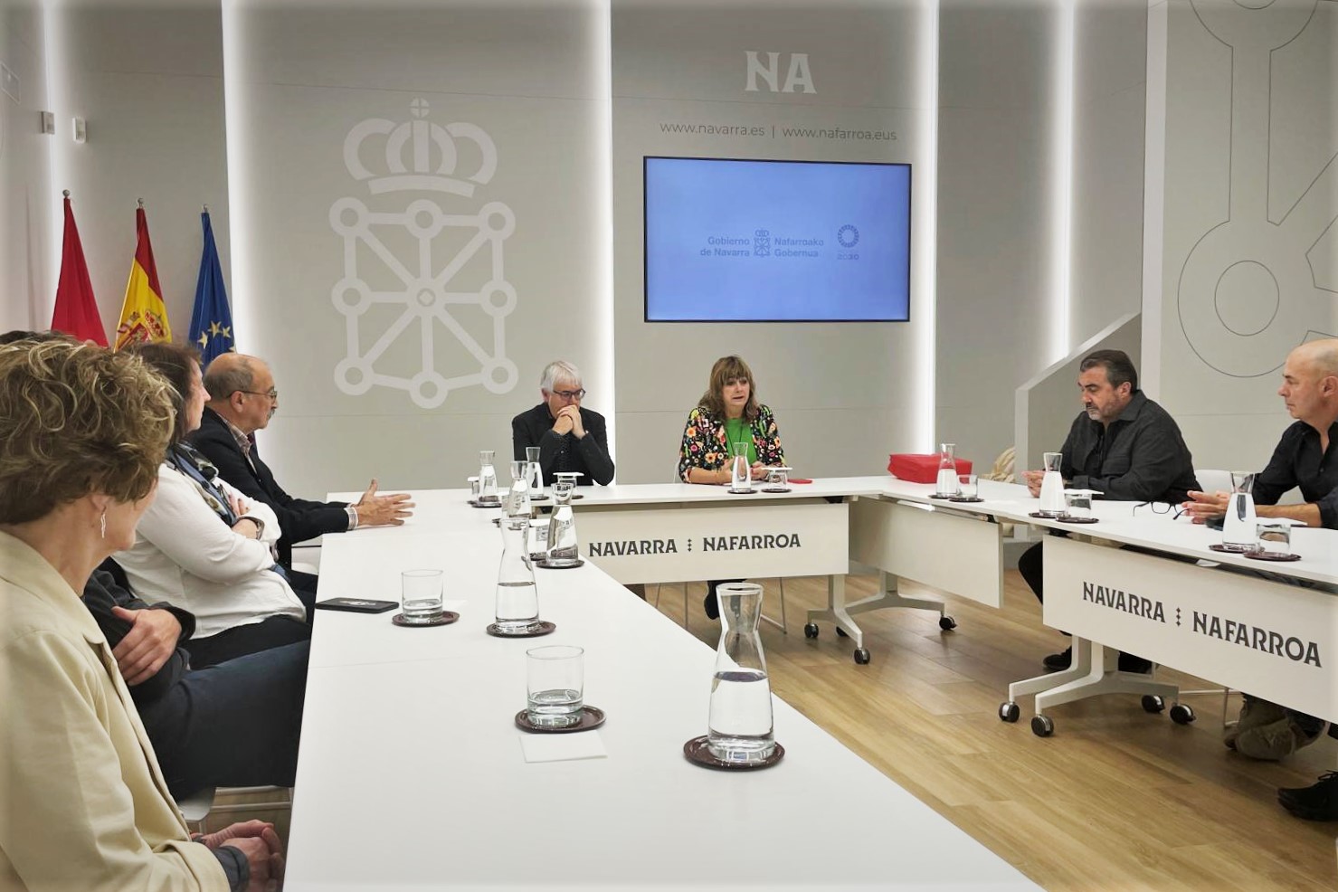 imagen La vicepresidenta Ollo y el director del Instituto Navarro de la Memoria, José Miguel Gastón, durante la reunión en el Palacio de Navarra.