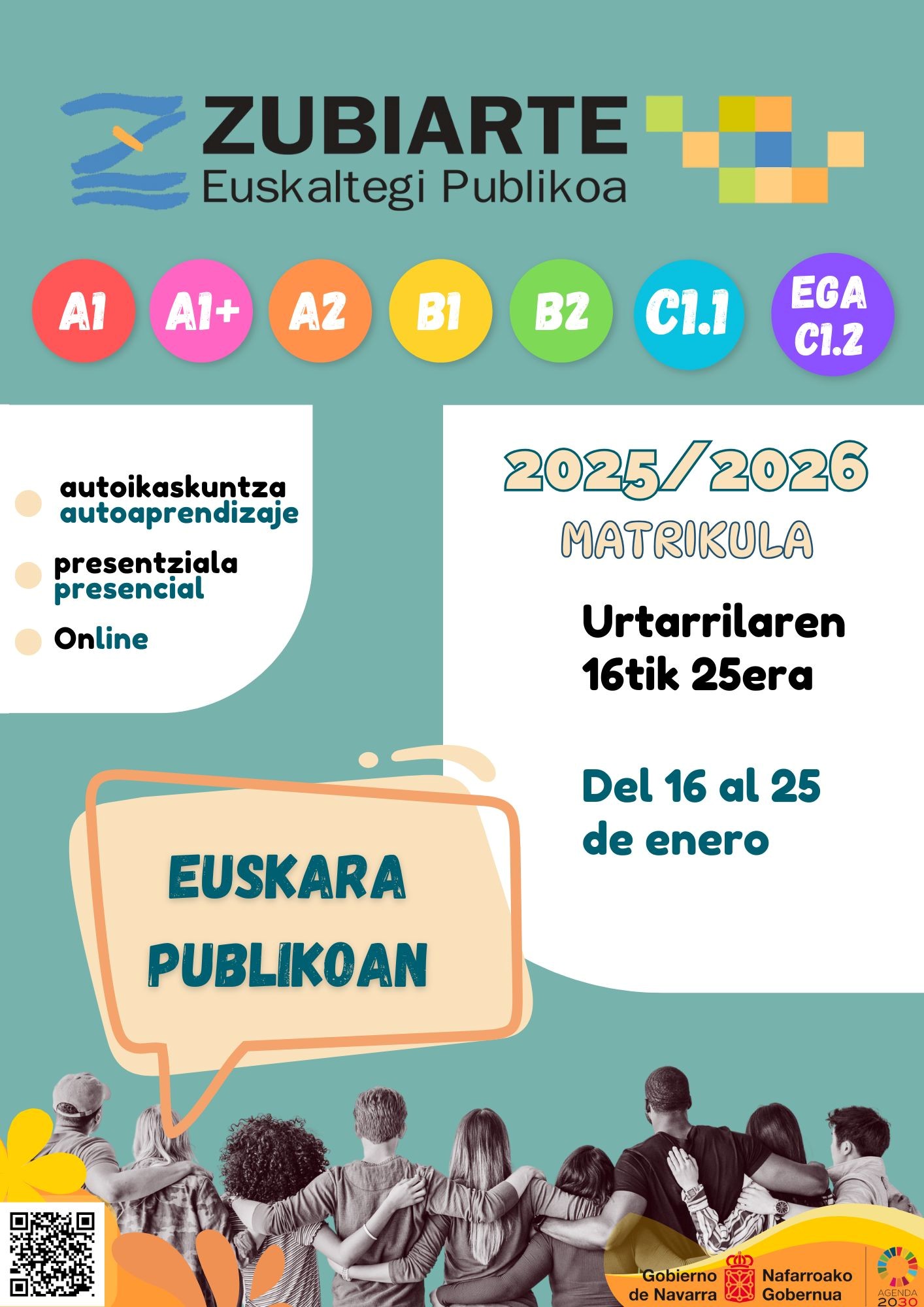 imagen Educación abre un nuevo periodo de matrícula para la enseñanza de euskera a personas adultas en Zubiarte