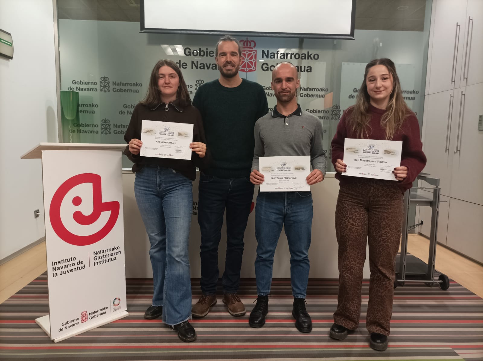 imagen El Instituto Navarro de la Juventud reconoce la excelencia investigadora de estudiantes jóvenes en la V edición de los premios TFG-TFM